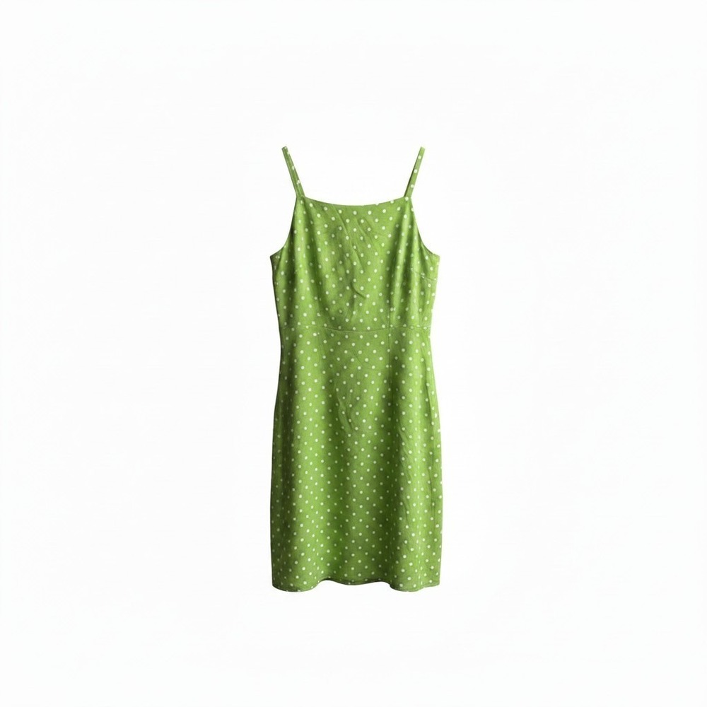 Giorgio Fiorlini Vintage Lime Green Polka Dot Cami Dress 90s 7/8
